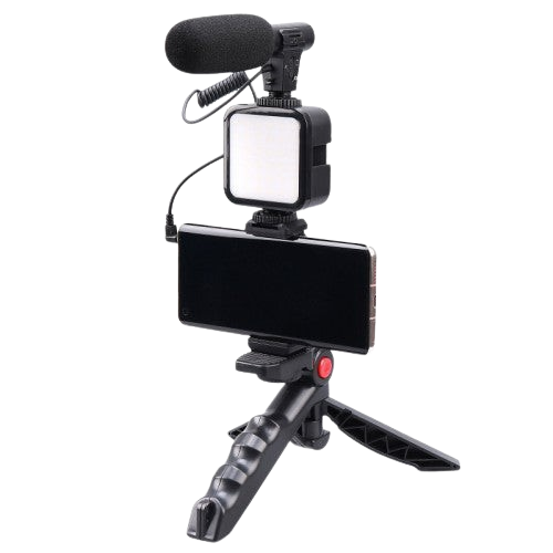 Vlogging Kit With Tripod LED Video Light And Phone Holder