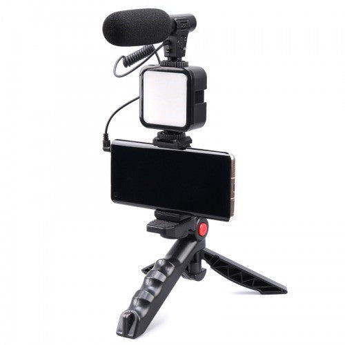 Vlogging Kit With Tripod LED Video Light And Phone Holder