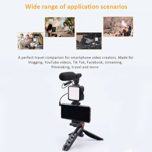 Vlogging Kit With Tripod LED Video Light And Phone Holder